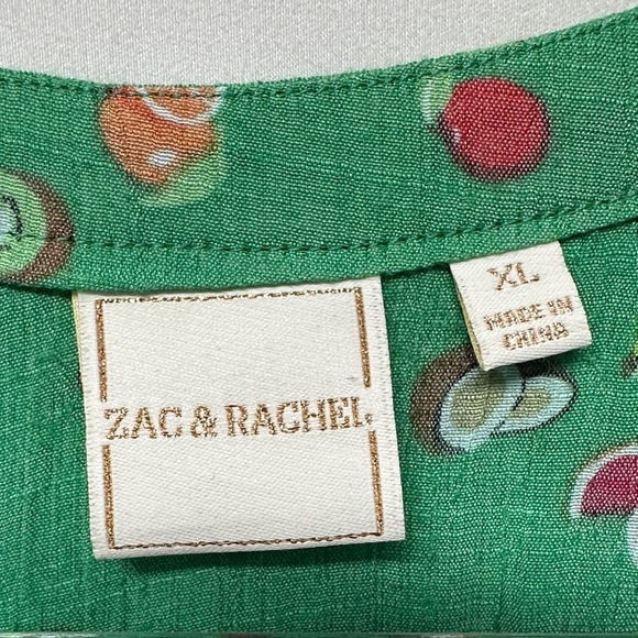 Zac & Rachel Women’s Green Blouse Fruit Pattern XL - Picture 2 of 4